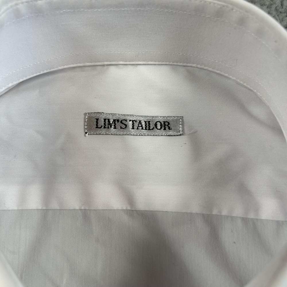 LIM'S TAILOR Shirt Mens Large White Dress Button Front Long Sleeve Pocket Formal - Picture 4 of 14